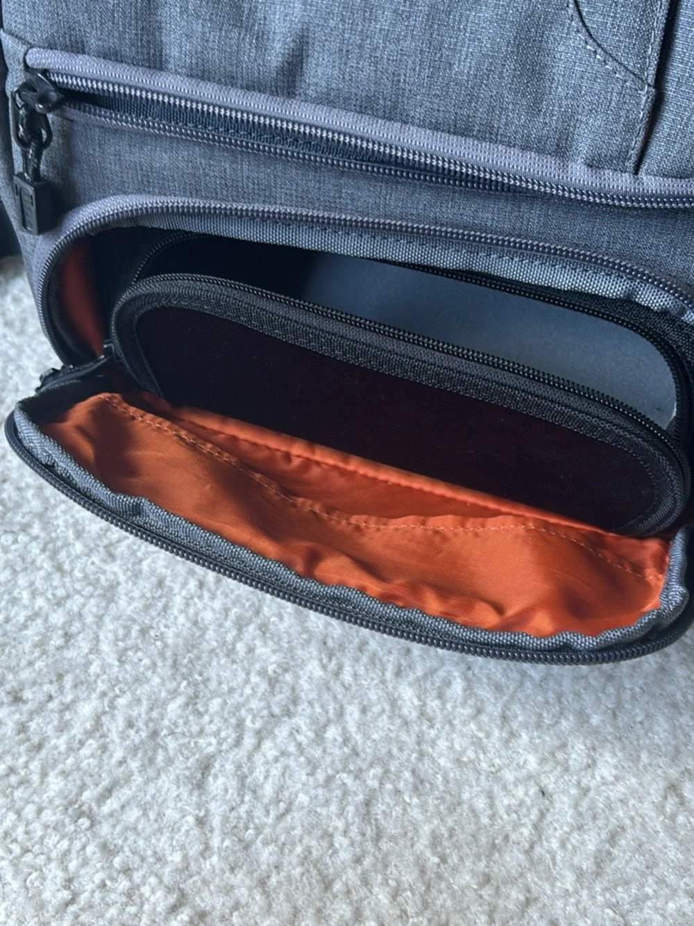 eBags Professional Slim Laptop Backpack - Heather Gray with Orange Lining